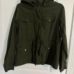 Women’s Olive Green Hooded Utility Jacket